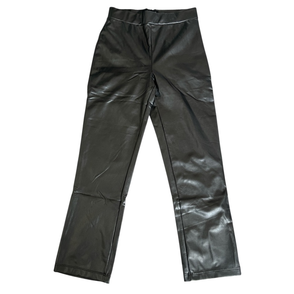 NWT Sanctuary Black Faux Leather Elastic Waist Cropped Pants - Picture 4 of 10